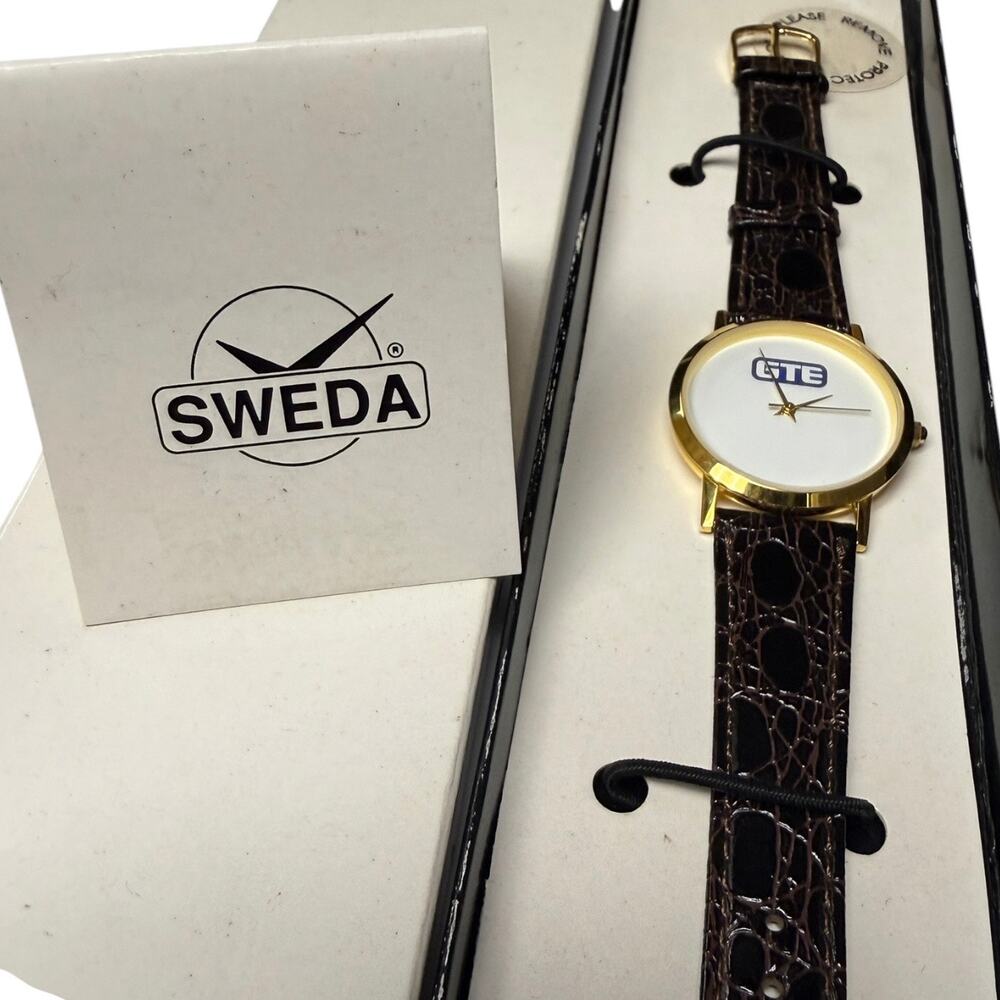 Vtg Sweda Watch GTE Logo General Telephone & Electronics Corporate Promo Quartz